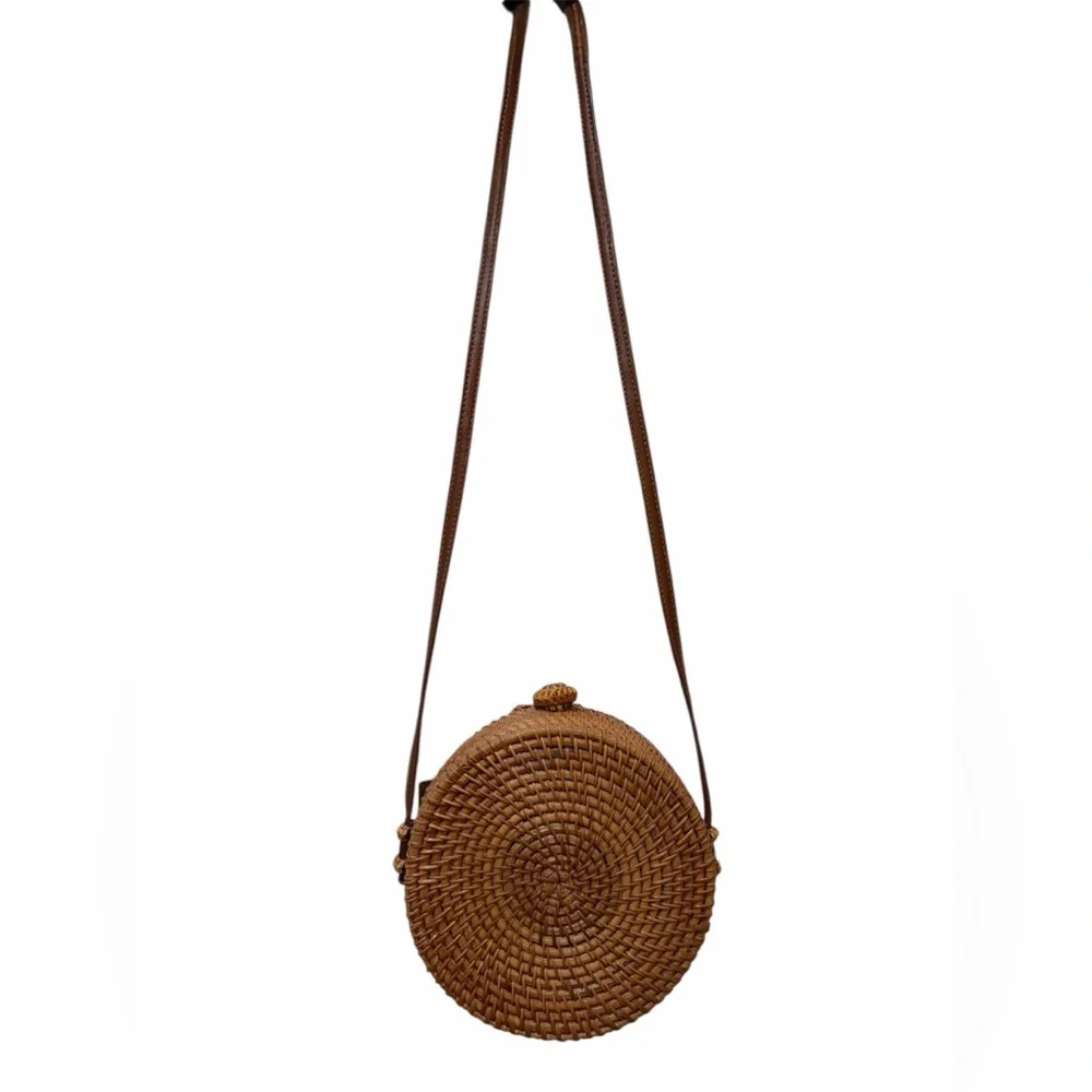Brown Rattan Woven Crossbody Bag - Picture 3 of 7